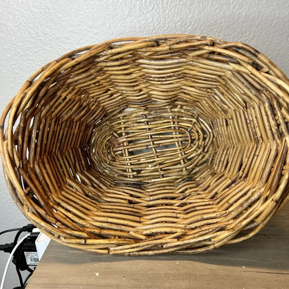Vintage Woven Wicker Oval‎ Basket 7x10x8 Rustic Storage Planter Boho Decor